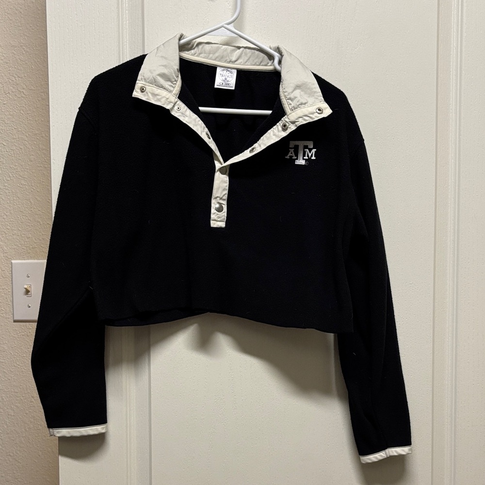 Rivalry Threads A&M Black and Cream Crop Top
